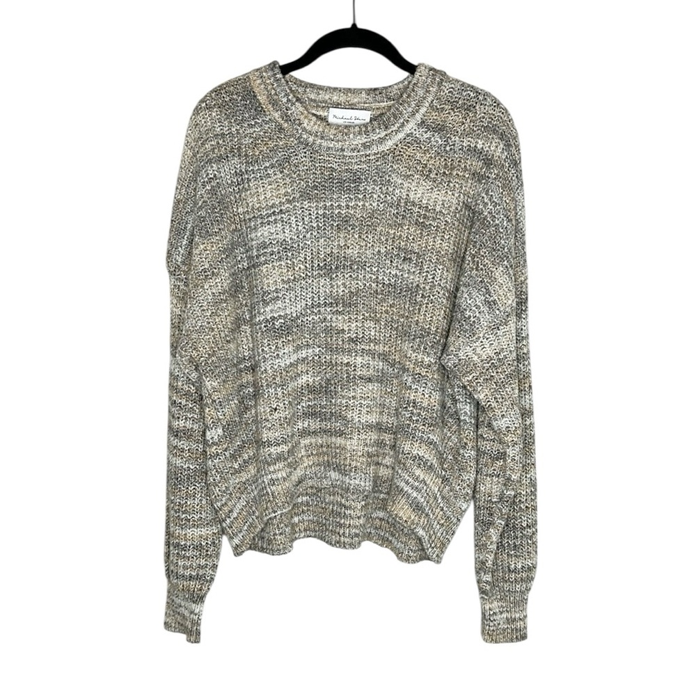Michael Stars Boxy Crop Michelle Alta Shaker Stitch Cotton Blend Sweater size L